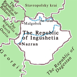 Ingushetia republic map of Russia