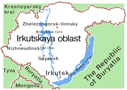 Irkutsk oblast map of Russia