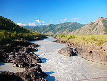 Mountain river in Altai Krai