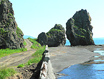 Rocks on the coast in Sakhalin Oblast