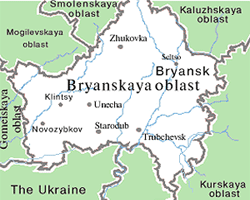 Bryansk oblast map of Russia