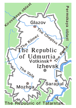 Udmurt republic map of Russia