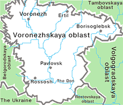 Voronezh oblast map of Russia