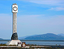 Stele on the shore in Anadyr