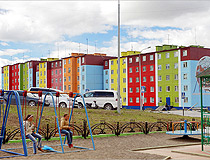 Bright colors of Anadyr buildings