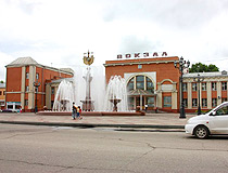 Station Square with a fountain in Birobidzhan