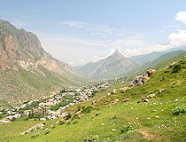 Small settlement in a mountain gorge in Kabardino-Balkaria