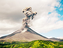The volcanic eruption in Kamchatka Krai