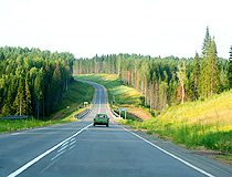Road through the forest in the Kirov region