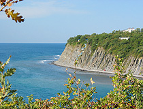Steep cliffs on the coast in the Krasnodar region
