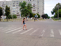 At the pedestrian crossing in Maykop