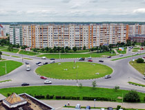 Roundabout and apartment buildings in Obninsk