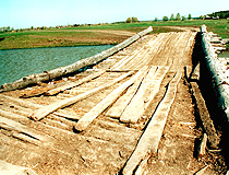 Omsk region wooden bridge
