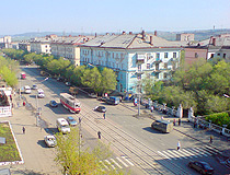 Street in Orsk from above