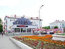 Flower bed on the street in Orsk