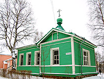 Wooden church in honor of the Holy Spirit in the historic part of Petrozavodsk