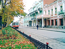 Tram on Mira Avenue - the main street of Vladikavkaz