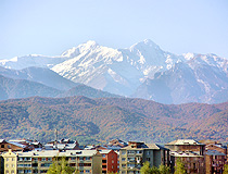 View of the Caucasus Mountains from Vladikavkaz