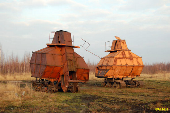 Russian futuristic peat harvesters