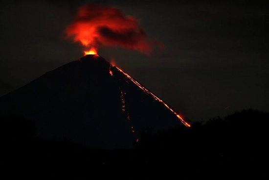 Kluchevskaya Sopka volcano eruption, Kamchatka, Russia