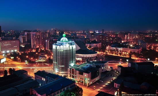 Novosibirsk city, Russia evening and night view