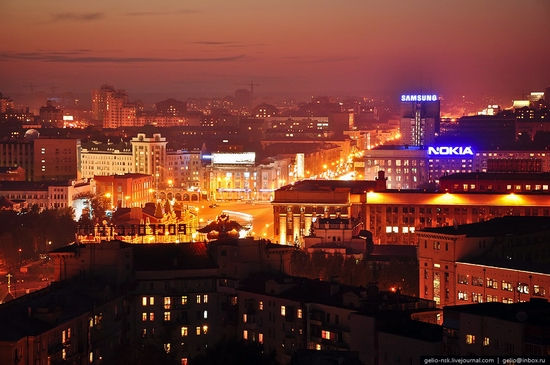 Novosibirsk city, Russia evening and night view