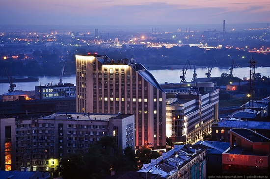 Novosibirsk city, Russia evening and night view