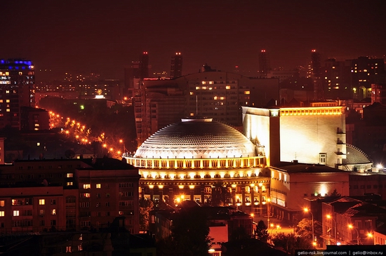 Novosibirsk city, Russia evening and night view