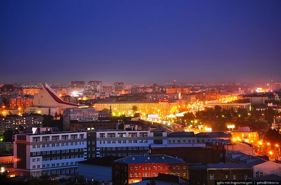 Omsk city, Russia night view