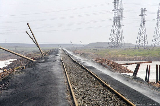 Deserted industrial outskirts of Norilsk, Russia view 8