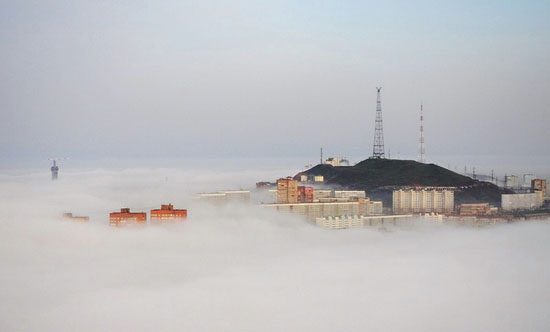 Mysterious fog over Vladivostok city, Russia view 10