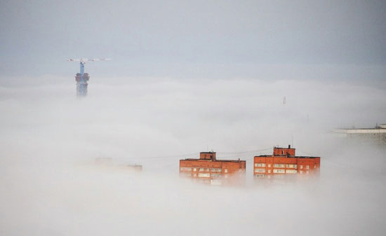 Mysterious fog over Vladivostok city, Russia view 11