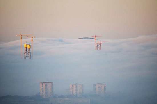 Mysterious fog over Vladivostok city, Russia view 7