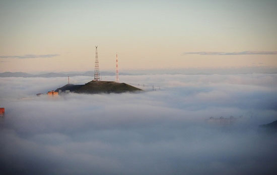 Mysterious fog over Vladivostok city, Russia view 9