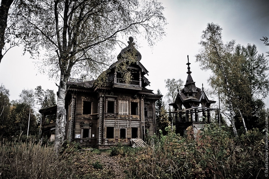 Abandoned wooden house from a fairy tale somewhere in Russia