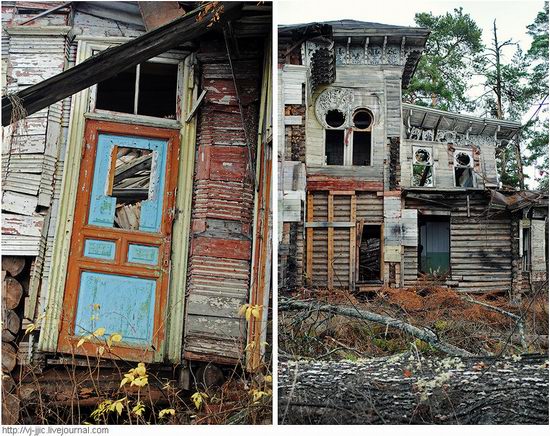 The remains of beautiful Sorokin's dacha, Yaroslavl oblast, Russia view 2