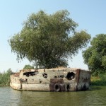 Abandoned ship made of concrete