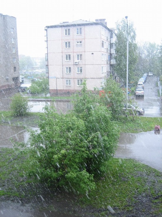 Summer snowfall in Kemerovo, Russia photo 2