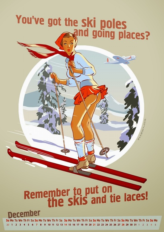 Soviet sports pin-up calendar 2014, December
