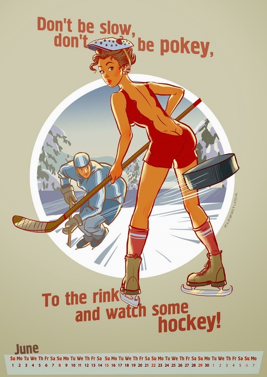 Soviet sports pin-up calendar 2014, June