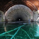 Abandoned shelter-base for Soviet submarines