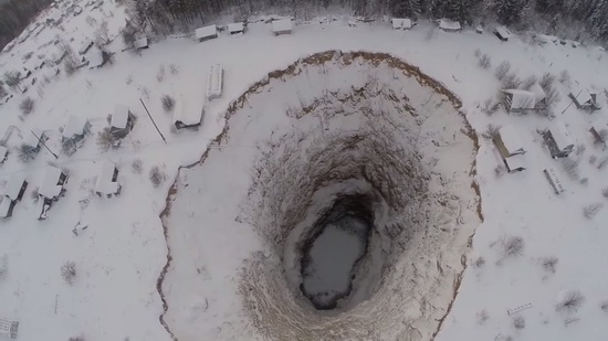 Giant sinkhole, Solikamsk, Perm region, Russia