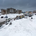 Petropavlovsk-Kamchatsky covered with deep snow