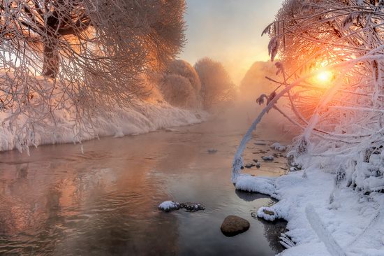 Frosty January on Murinskiy Stream, St. Petersburg, Russia, photo 1