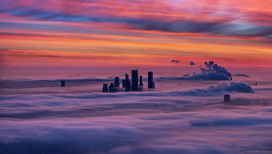 Moscow covered by low clouds, Russia, photo 1