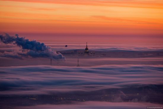 Moscow covered by low clouds, Russia, photo 11