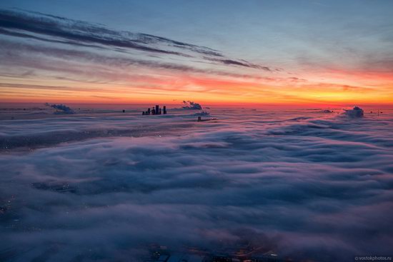 Moscow covered by low clouds, Russia, photo 2