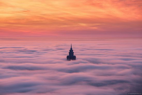 Moscow covered by low clouds, Russia, photo 3