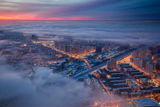 Moscow covered by low clouds, Russia, photo 7