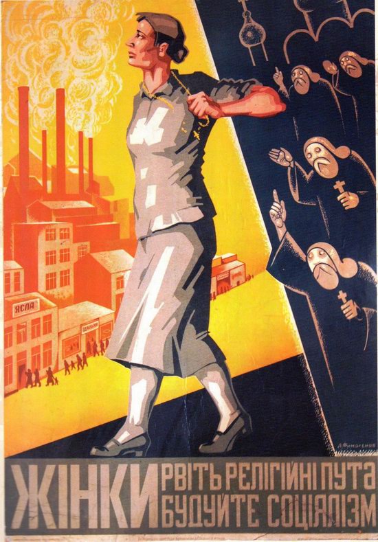 Soviet anti-religious propaganda, poster 12